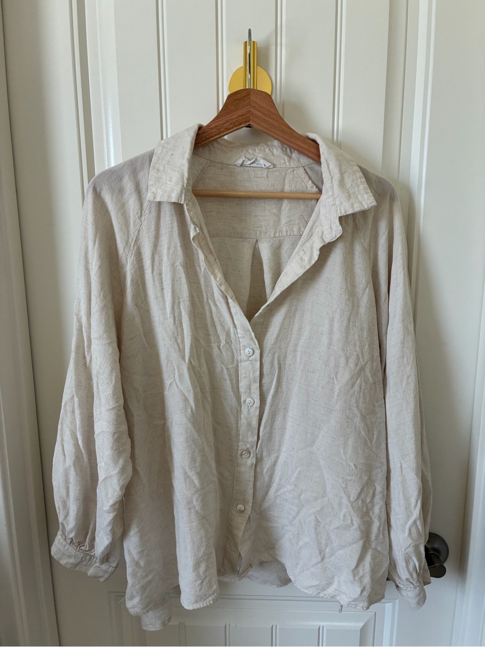 Carly Jean Los Angeles Casual Cream Button-Up Shirt